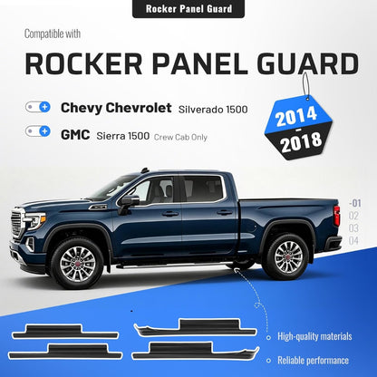 4PCS Rocker Panel Guard Compatible with 2014-2018 Chevy GMC