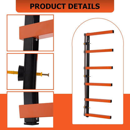 Lumber Rack Wall Mount Wood Organizer Lumber Organizer - Heavy Duty Metal 6 Levels Shelf Lumber Storage Rack Max 600 Lbs (1 Pack), Indoor & Outdoor Use - Orange LYA-077
