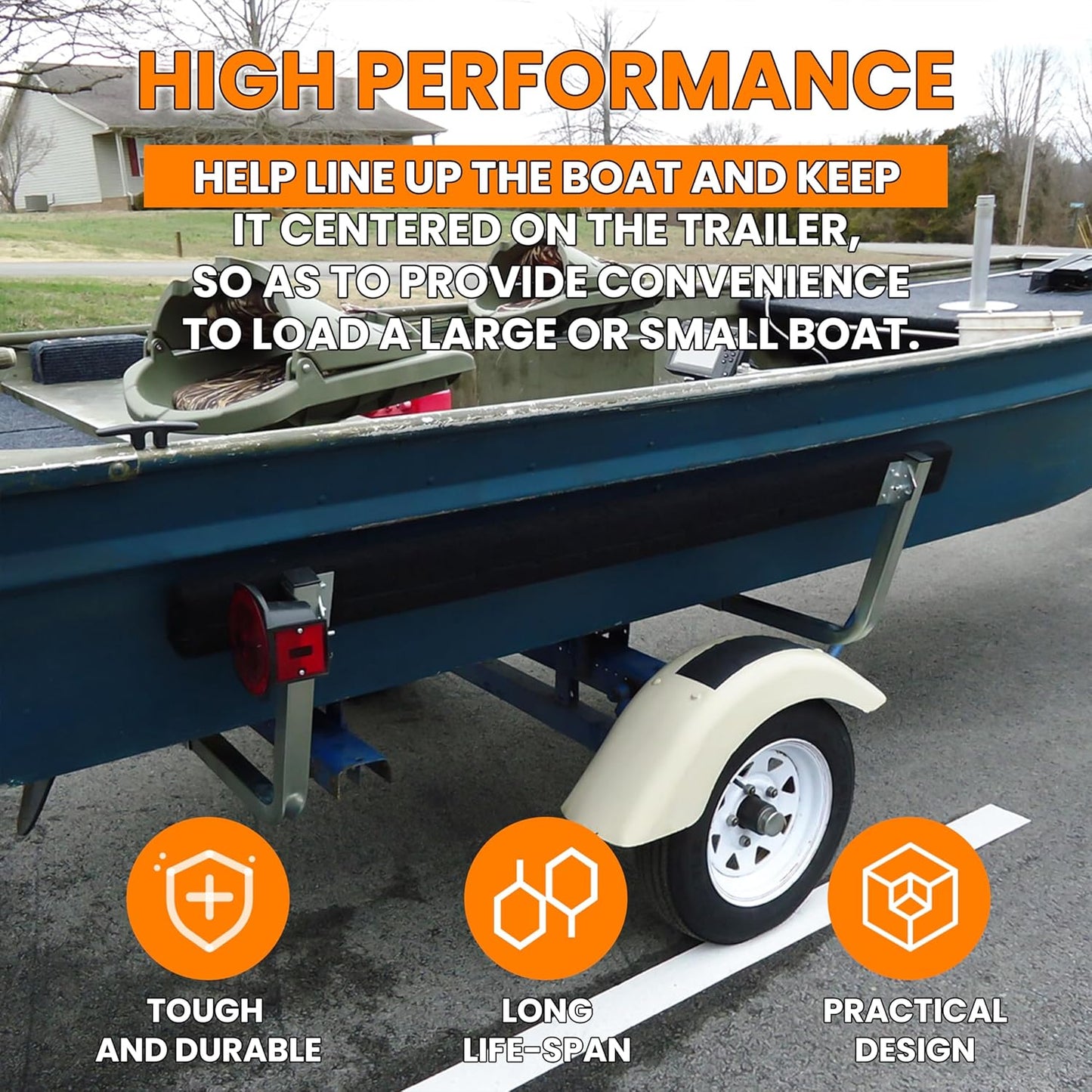 Adjustable 2pcs Boat Trailer Guides Bunk Carpeted Boat Guide-on Galvanized Finish (Size Selected) LYOM-085
