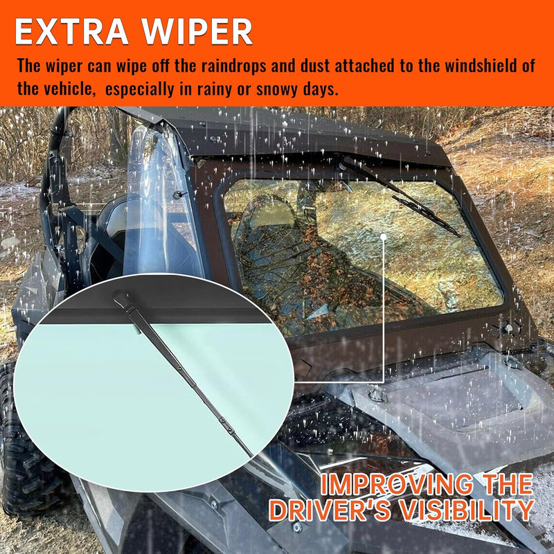 Full Vented Glass Windshield W/Wiper Compatible with 2014-2018 Polaris RZR 900 1000 Trail, S, XP Turbo Black Frame LYPS-042