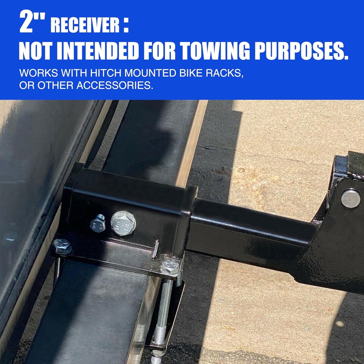 RV Bumper Hitch Receiver 2 inches Adapter for 4-4.5 inches Bumper Trailer Cargo Carrier Bike Racks(200LBS) LYOM-033