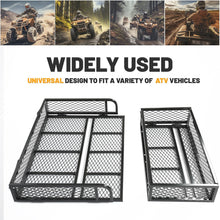 ATV Front+Rear Cargo Basket Universal Front+Rear Luggage Carrier Mesh Rack Black Steel LYMM-089S-1