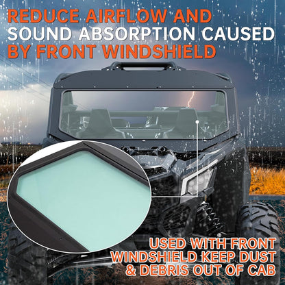 Full Glass Windshield + Sun Visor Compatible With Can Am Maverick X3 900 XRS XDS Turbo R Max 2017-2025 LYMM-074