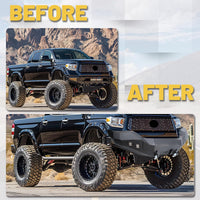 Load image into Gallery viewer, ECOTRIC Front Bumper Compatible with 2007-2013 Toyota Tundra Full Width Off-Road Bumper W/D-rings, LED Lights, Winch Plate Steel Black 2 Packages LYAM-416A+LYAM-416B
