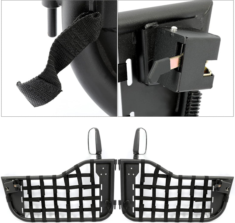 HECASA PAIR(2 Doors) Steel Tubular Door with Side Mirror Fits for Jeep Wrangler CJ7/YJ 1976-1995 LYAM-159T
