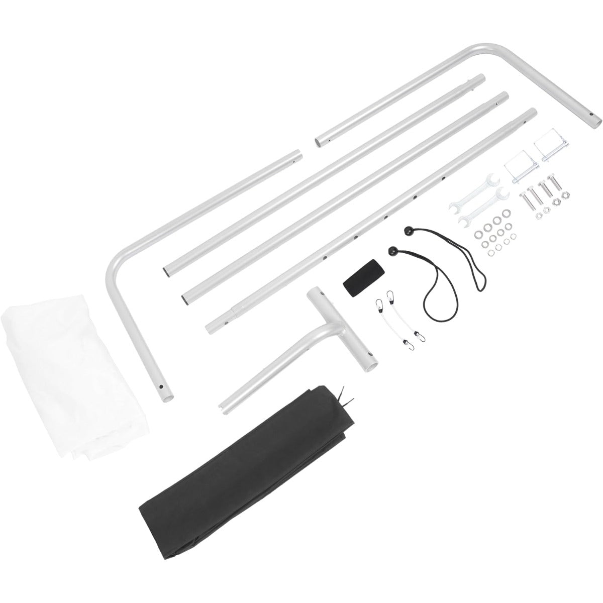Boat Sun Shade Compatible with Boats 25 FT and Under Stern Boat Center Console Sun Shade Aluminium+Cloth -White