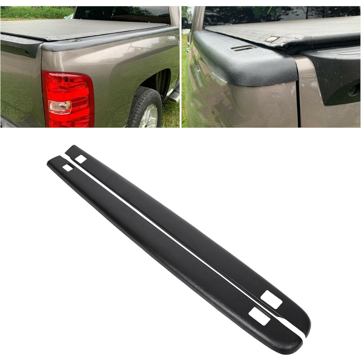 Truck Bed Rail Caps Cover Compatible with 2007-2014 Chevrolet Chevy Silverado 1500 Replacement for 72-41114 with Stake Holes Crew Cab Extended Cab 5.8ft Bed (Pair)
