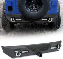 Rear Bumper Compatible with 1987-2006 Jeep Wrangler TJ YJ With LED Lights 2inches Hitch Receiver D-rings Off-Road Style Black Texture LYAM-301S
