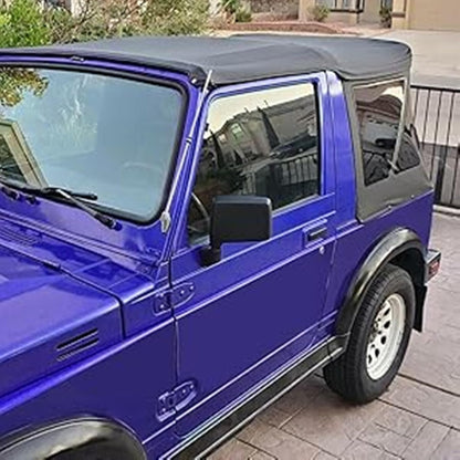 Soft Top for 1986-1994 Suzuki Samurai with Tinted Zip Out Windows Sailcloth - Black, NN1608
