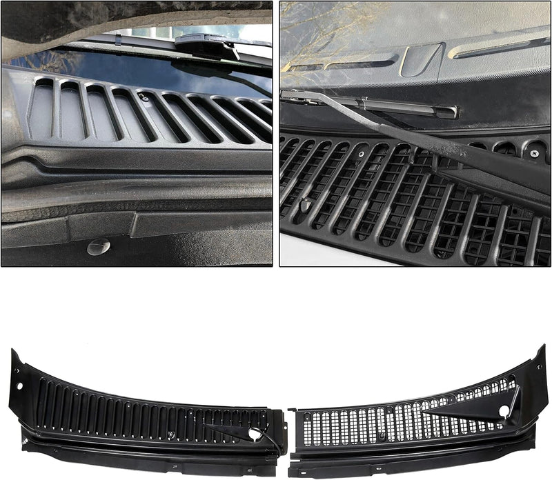HECASA Windshield Wiper Cowl Vent Grille Compatible with 1999-2007 Ford F250 F350 F450 F550 Super Duty 2000-2005 Excursion Replace for 3C3Z-25022A68-AAA 4C3Z-25022A69-AAA Windscreen Covers Panels Kit LYAP-244S