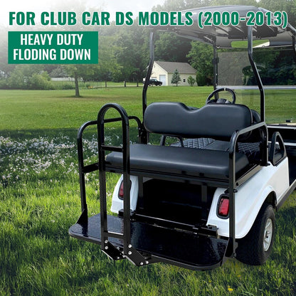 Back Folding Seat Kit Compatible with 2000.5-Up Club Car DS Models Golf Cart Flip Seat with Cushions LYA-078A+LYA-078B