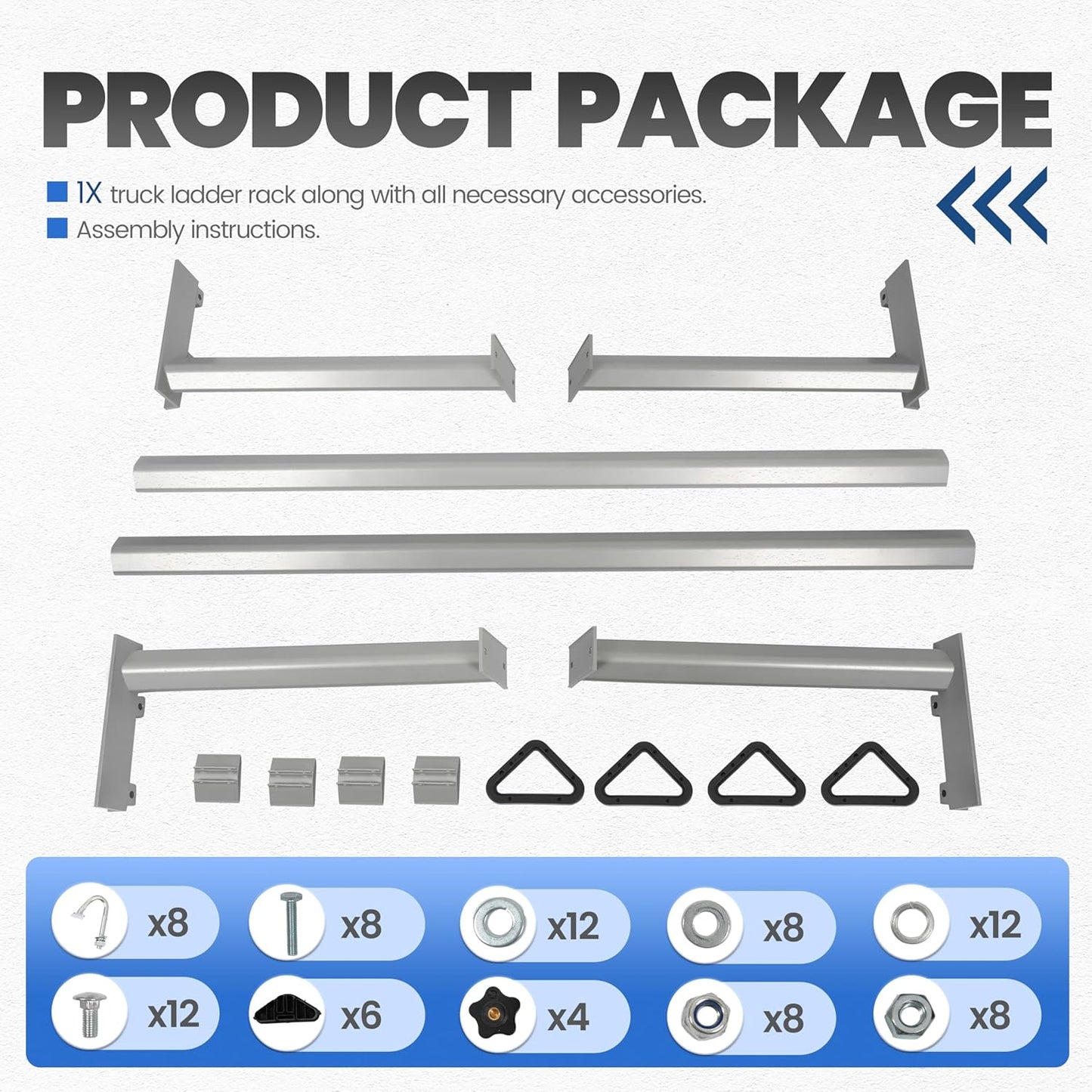 Adjustable Truck Ladder Rack Compatible with Most Full Size and Compact Trucks Contractor Pipe Lumber Rack (No Drilling Required) 1,000lbs Weight Capacity Silvery LYAM-791