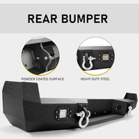 Load image into Gallery viewer, KUAFU Rear Bumper Compatible with 2005-2015 Toyota Tacoma w/ 18W Led Lights License Plate D-Rings Step Bumper Steel Powder Coated Black LYAM-032SA+LYAM-032SB
