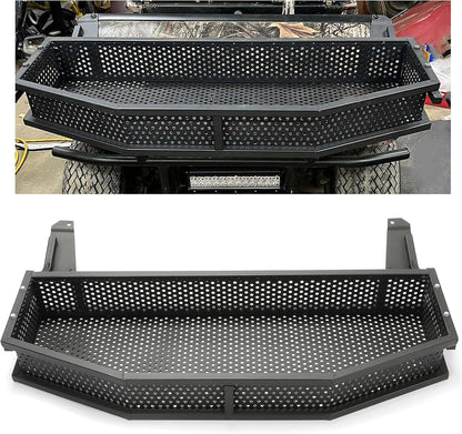 Black Front Clay Outer Cargo Basket w/Mounting Brackets Compatible with Club Car DS Golf Cart Gas & Electric Models (Hardware Included) LYMM-106