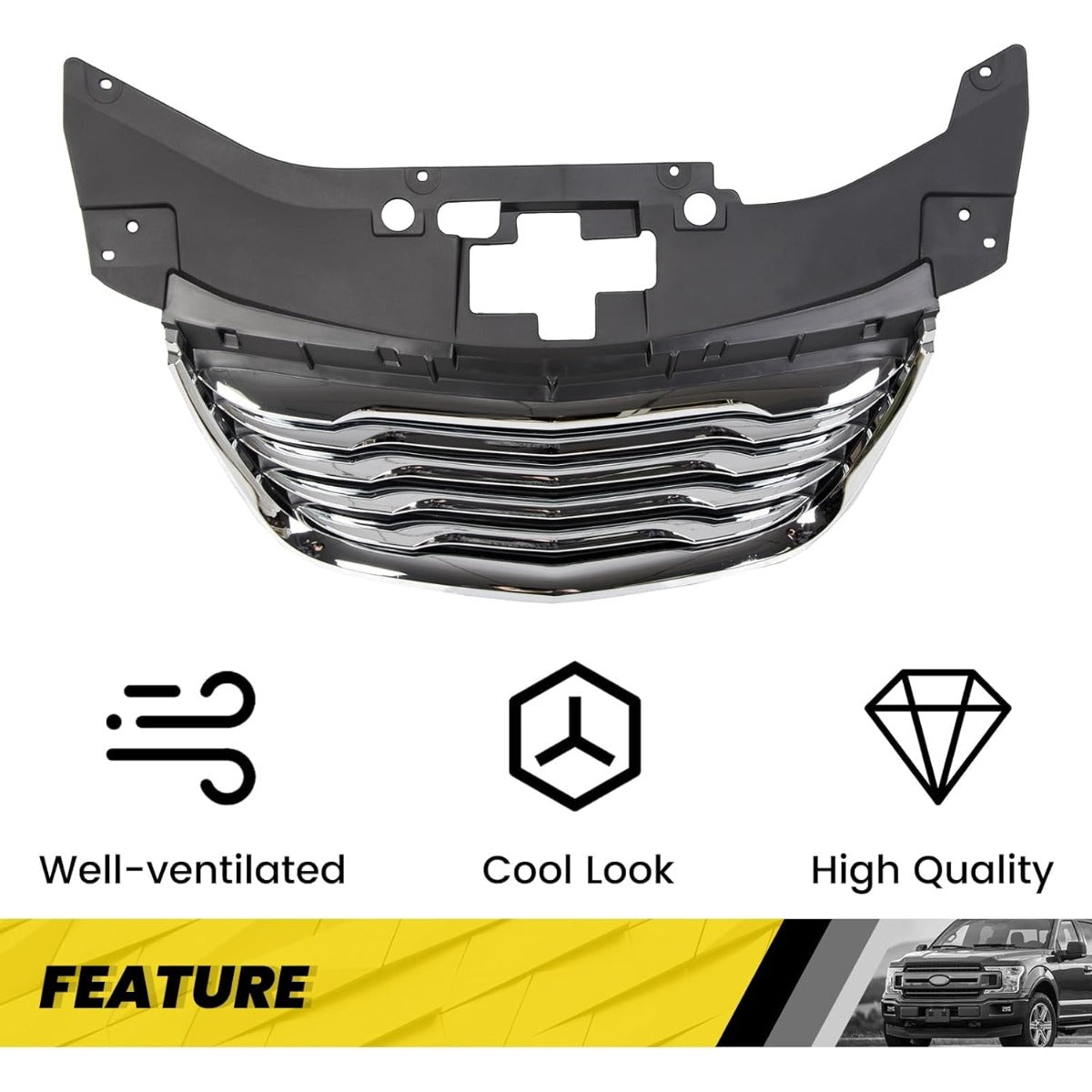 Front Bumper Grill Compatible with 2011-2014 Chrysler 200 CH1200353 68082050AE 13999AOE Chrome Radiator Hood Grille ABS Plastic