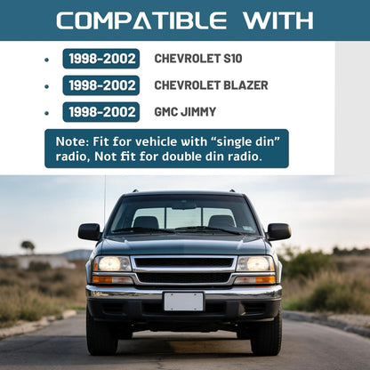 Dash Trim Bezel Cover Compatible with 1998-2004 Checy Chevrolet S10/ Blazer GMC Jimmy Paint ABS Plastic Grey Center Console Radio Dashboard Panel Instrument Replacement Lid(Fit Single Din Only)
