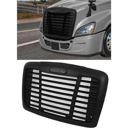 HECASA Front Grille Compatible with 2008-2017 Freightliner Cascadia Replacement for A1719112000 A1715624003 W/Bug Screen Grill Black Painted ABS Plastic
