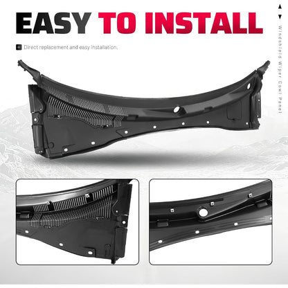 HECASA Windshield Wiper Cowl Panel Compatible with 2012-2023 Dodge Charger Replace for 57010314AI 57010314AE 57010314AF 57010314AG 57010314AH Window Cowl Vent Panel Plastic(PP) Unfinished Black