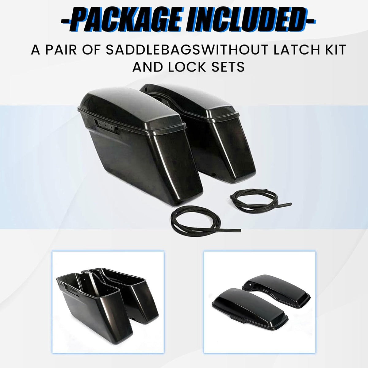 Black Hard Saddlebags Saddle Bags W/O Hardware  for 2014-2024 Harley Davidson Touring Models (Unpainted Saddlebags W/O Hardware)