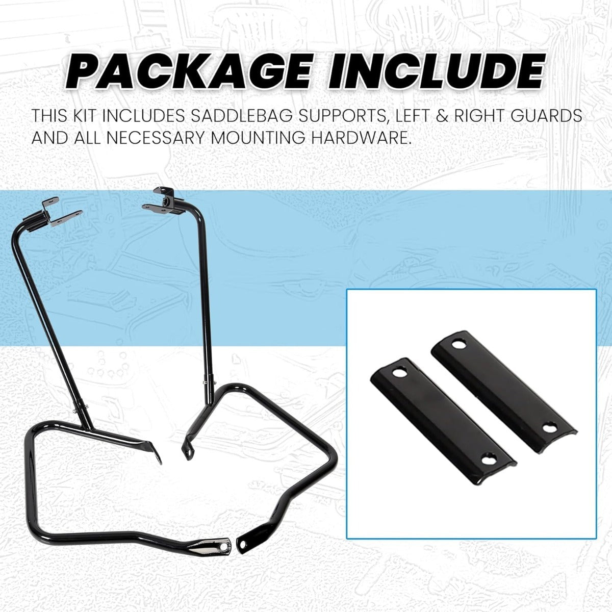 ECOTRIC Saddlebag Bracket Guard Bars Compatible with 2014-2024 Harley Davidson Touring Street Road Glide FLH Saddle Bags Guard Mount Black