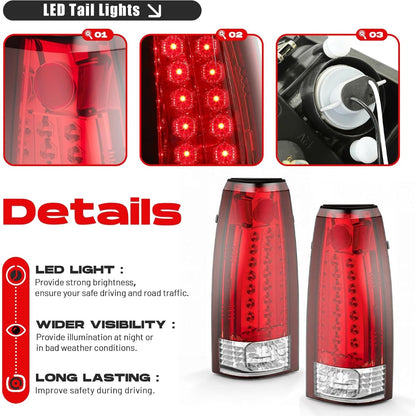 HECASA LED Tail Lights Compatible with 1988-2000 Silverado Suburban C/K