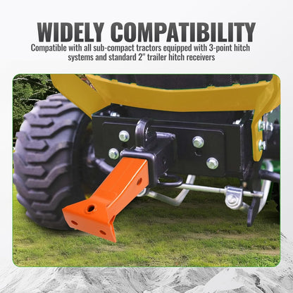 Sleeve Hitch Adapter Fit for 2 Inches Receiver Compatible with 3-Point Hitch Sub-Compact Tractor Steel Lawn Garden Farm Tractor Hitch Adapter Orange