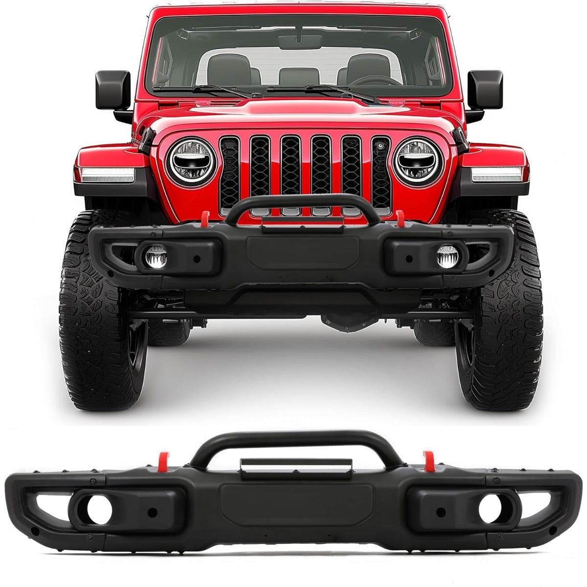 KUAFU Front Bumper Compatible with 2018-2025 Jeep Wrangler JL