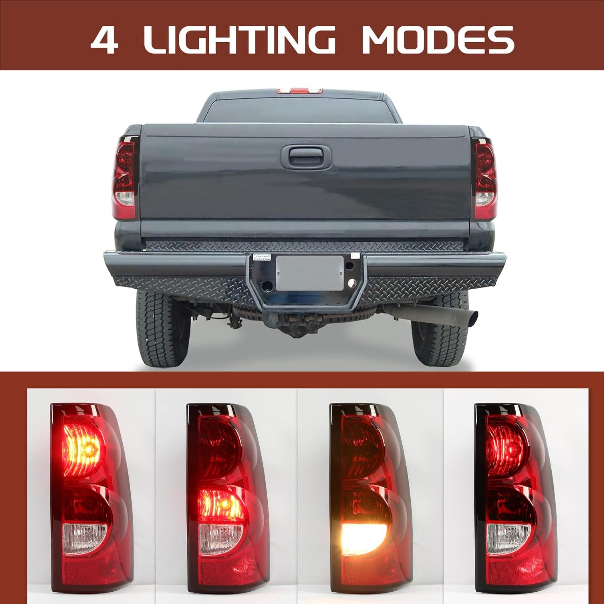 HECASA Tail Lights Compatible with 2003-2006 Chevy Silverado 1500 2500 3500 & 2007 Classic Body Rear Lamp Set w/Bulb and Harness Replacement for GM2800174 GM2801174 (Red/Clear Lens + Chrome Housing)