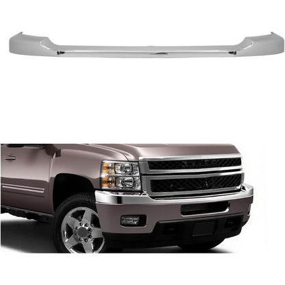 KUAFU Front Bumper Cover Upper Trim Cap Compatible with 2011-2014 Chevy Chevrolet Silverado 2500 3500 HD GM1014106, 25883355 ABS Plastic Chrome Replacement Only 3PCS-Silvery