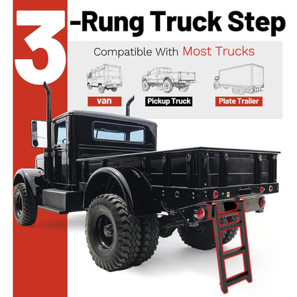 3-Rung Truck Retractable Step, 14-1/4in x 31-1/2in, Universal Fit Most Truck Tractor Trailer,Textured Surface Non-Slip Treads Heavy-Duty Steel