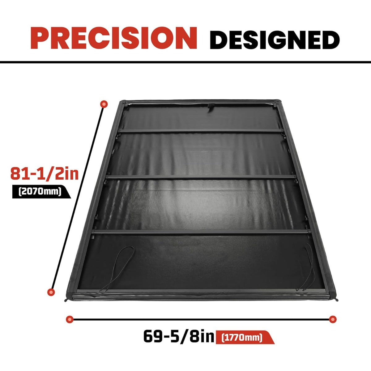 Roll-up Soft Truck Tonneau Cover Compatible with 2007-2014 Chevy Silverado 1500/ 2500HD/ 3500HD GMC Sierra with 6.5' Bed Black Sailcloth Fold Fits Fleetside/Styleside Models Only