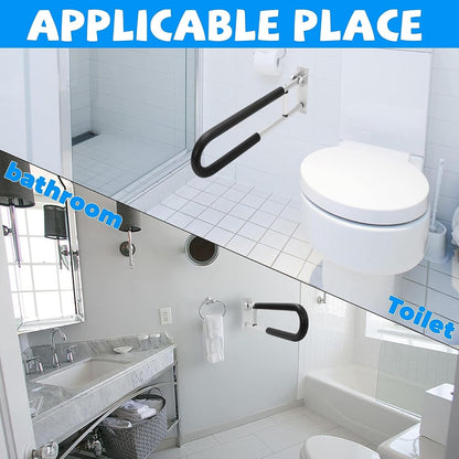 HECASA Toilet Grab Bar 23.6 Inch Flip Up Handicap Grab Bars Rails Folding Support for Elderly Disabled Pregnant Woman Bathroom Shower Safety Toilet Safety Rail