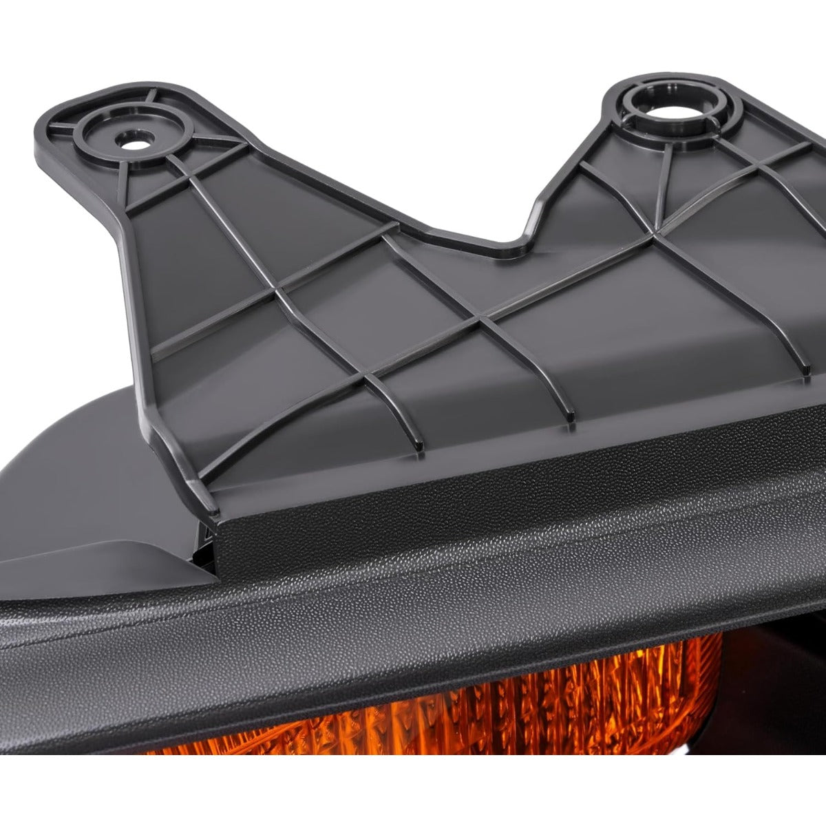 HECASA Right Headlight Bezel w/Turn Signal Light Compatible with 2008-2019 Ford E150/E250/E350 Super Duty Headlamp Cover Door Bezel Trim Yellow Lens Black Bezel Passenger Side