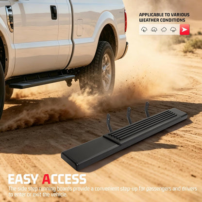 ALMULOO Running Boards Side Steps Compatible with 1999-2016 Ford F-250 F-350 F-450 Super Duty Regular Cab Nerf Bars Steel+Plastic Powder Coated+Textured Black