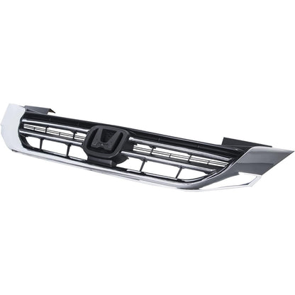 ALMULOO Front Bumper Grill Compatible with 2013-2015 Honda Accord 4Door Sedans Only Upper Black Chrome Grille ABS Plastic Replacement for 71121T2FA01 HO1200214