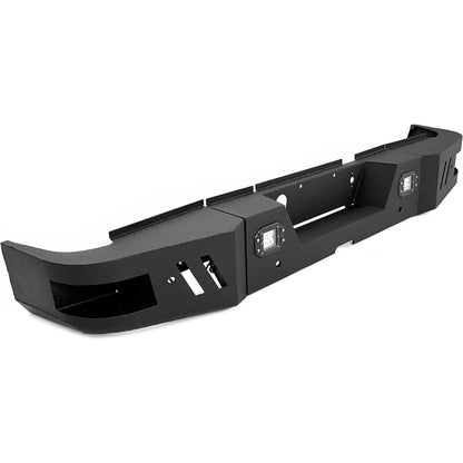 ALMULOO Rear Bumper Set of 3 pieces. Compatible with 2010-2024 Dodge Ram 2500 and 3500 models equipped with 2 x 18W LED lights