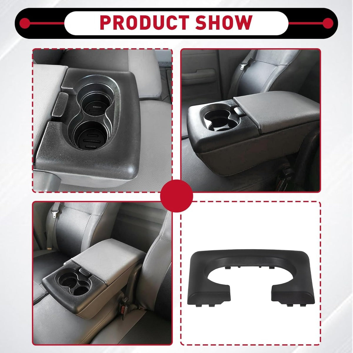 Center Console Cup Holder Armrest Pad Replacement Compatible with 2004-2014 Ford F150 Black