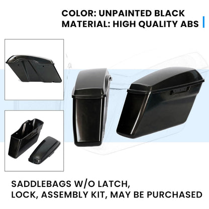 Black Hard Saddlebags Saddle Bags W/O Hardware  for 2014-2024 Harley Davidson Touring Models (Unpainted Saddlebags W/O Hardware)
