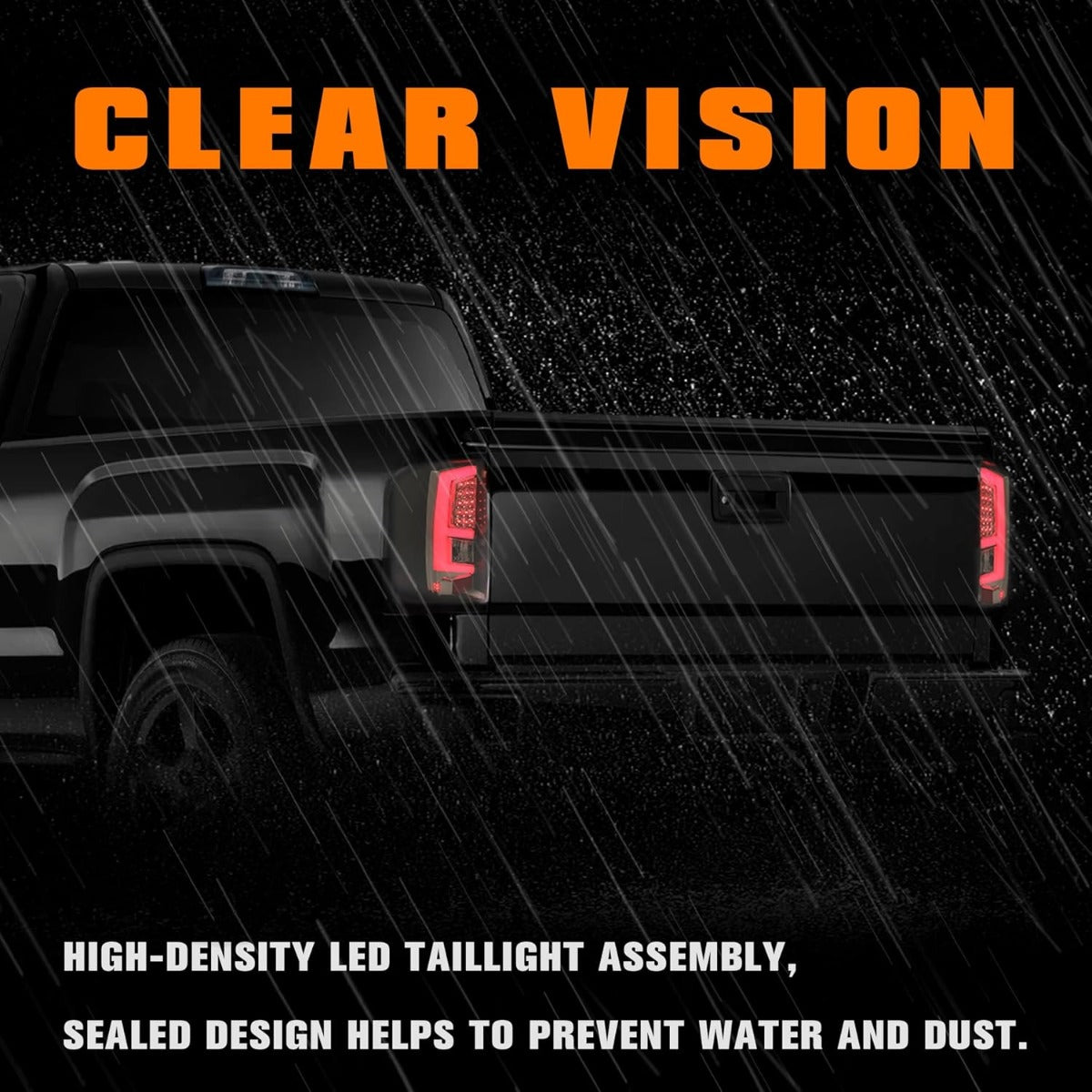 KUAFU Tail Light Compatible with 2014-2018 GMC Sierra 1500 2500HD 3500HD Pickup Truck LED Tube Bar Stop Brake Lamps LH & RH Tail Lamp Black Housing Smoke Lens