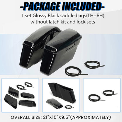 Pained Black Hard Saddlebags Saddle Bags   for 2014-2024 Harley Davidson Touring Models Street Road Glide Road King(W/O Hardware)