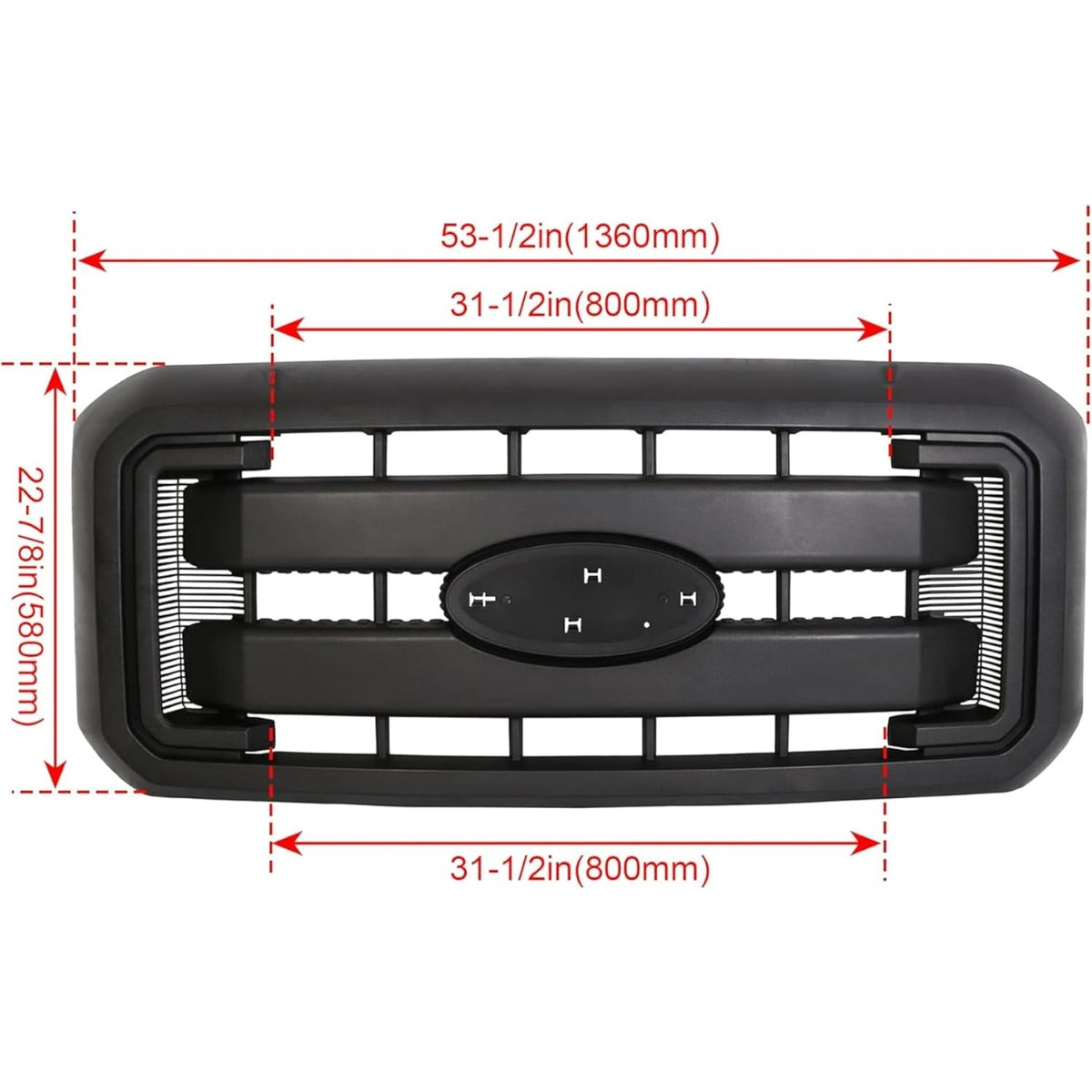 Front Radiator Grill Hood Grille Fit for 2011-2016 Ford F250 F350 F450 F550 Super Duty Black Replace for BC3Z8200AA BC3Z8200G BC3Z-8200-G (Without Center Emblem) LYAP-264-1S