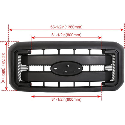 Front Radiator Grill Hood Grille Fit for 2011-2016 Ford F250 F350 F450 F550 Super Duty Black Replace for BC3Z8200AA BC3Z8200G BC3Z-8200-G (Without Center Emblem) LYAP-264-1S
