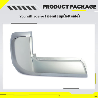 Rear Bumper End Caps LH Compatible with 2016-2023 Toyota Tacoma w/o Parking Sensors Holes Chrome Covers Corner Extension Replacement for TO1104131