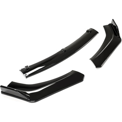 Kojem 3Pcs Front Bumper Lip Compatible with 2016-2021 Honda Civic 10th 4DR Sedan Under Chin Spoiler Plastic (Gloss Black)