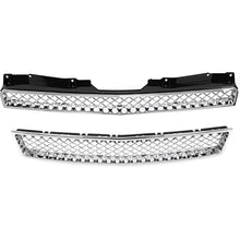 Upper & Lower Mesh Grille Compatible with 2007-2014 Chevy Chevrolet Avalanche Tahoe Suburban 1500 2500 Replacement for GM1200596 GM1200563 GM1200590 GM1200609 - Chrome Silvery