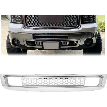 Front Bumper Lower Grille Compatible with 2007-2013 GMC Sierra 1500 Denali Replacement for GM1036131 Bumper Grill Chrome Silver
