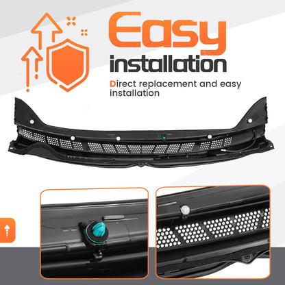 Windshield Wiper Cowl Panel Compatible with 2006-2011 Honda Civic Excluded Si, Replacement for 74200SNAA00 Air Inlet Window Cover Cowl Top Front Center Textured Black Plastic PP