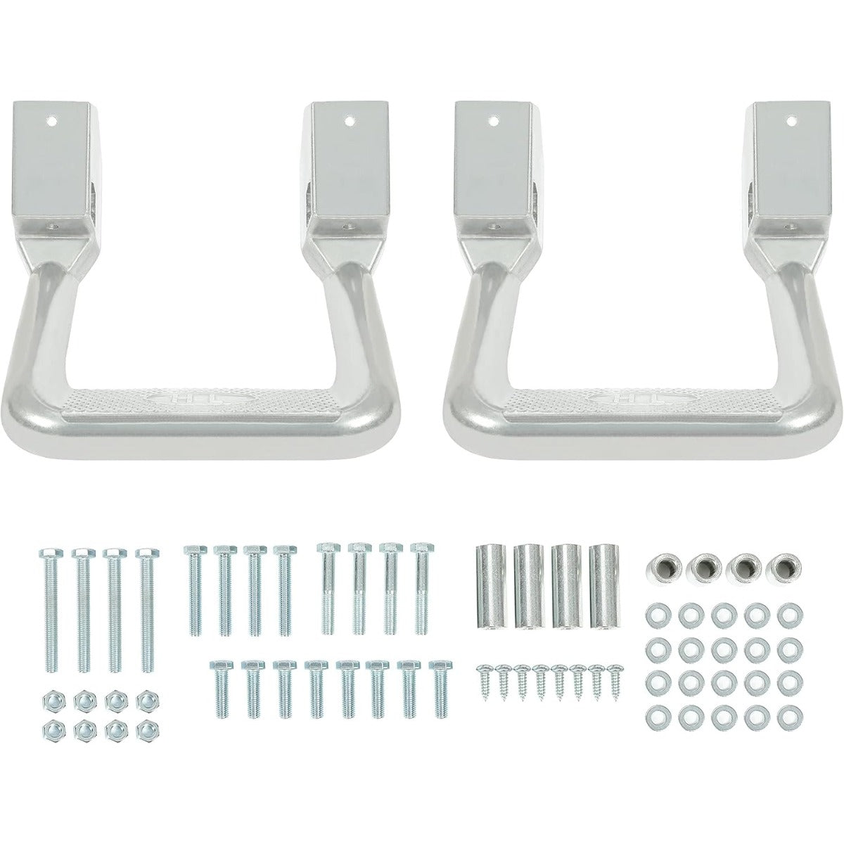 2Pcs Silvery Aluminum Side Step Compatible with Chevy Chevrolet GMC Ford Isuzu Mitsubishi Dodge Jeep Nissan Toyota Mazda Side Hoop Step Polishing