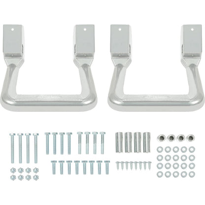 2Pcs Silvery Aluminum Side Step Compatible with Chevy Chevrolet GMC Ford Isuzu Mitsubishi Dodge Jeep Nissan Toyota Mazda Side Hoop Step Polishing