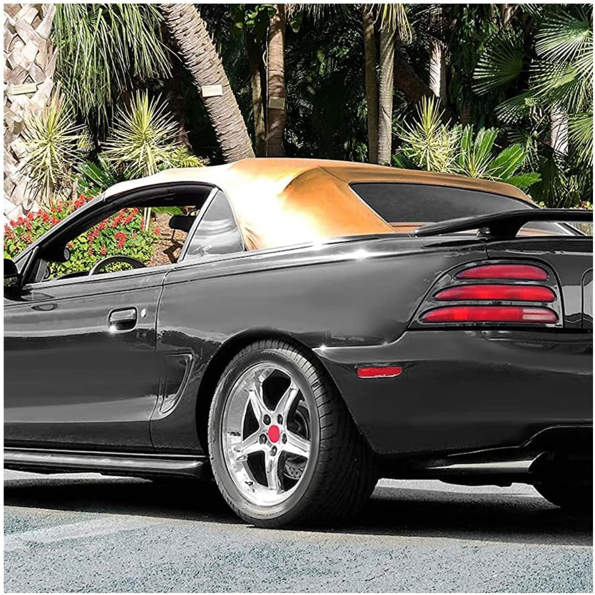 Convertible Soft Top for 1994-2004 Ford Mustang, Soft Roof Replacement with Clear Plastic Window, Premium Grade Brown Sailcloth Vinyl